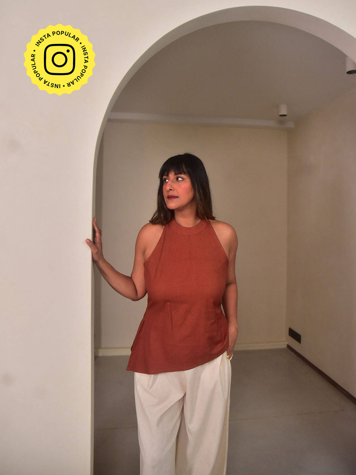 Womens Brown Rae Asymmetrical Top | HT67 - view 1