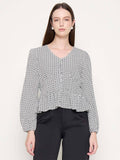All Over Print Black Peplum Top | pt51 - view 1