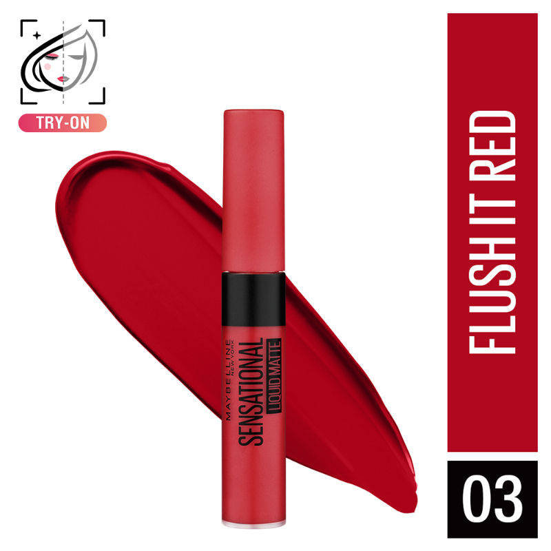Sensational Liquid Matte Lipstick, Long-lasting - 03 Flush It Red | L12 - view 98
