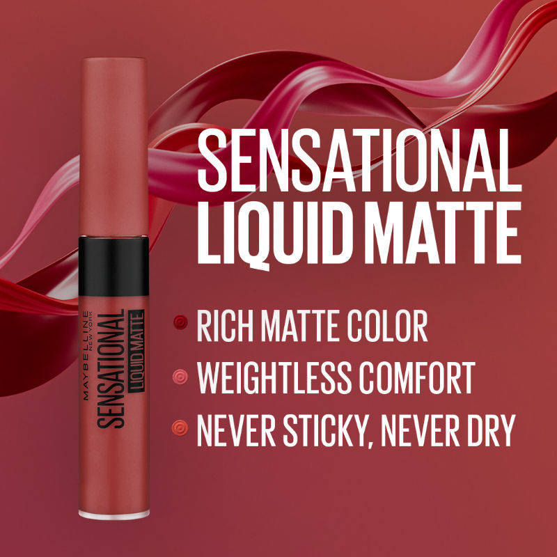 Sensational Liquid Matte Lipstick, Long-lasting - 03 Flush It Red | L12 - view 4