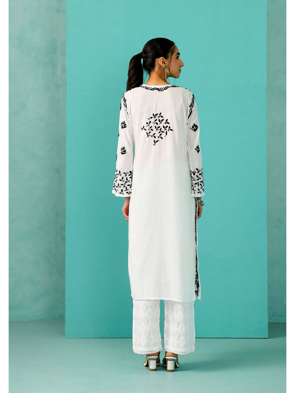Chikankari Woven Long Kurta | FY93 - view 3