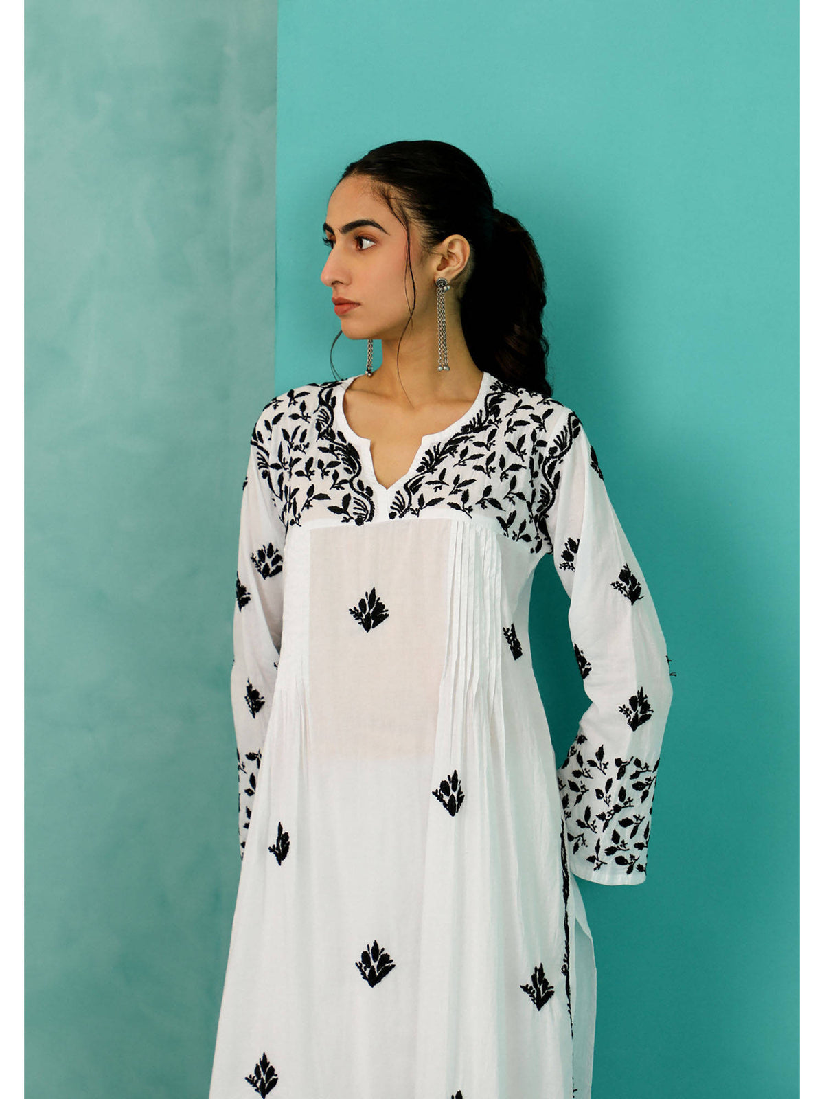 Chikankari Woven Long Kurta | FY93 - view 7
