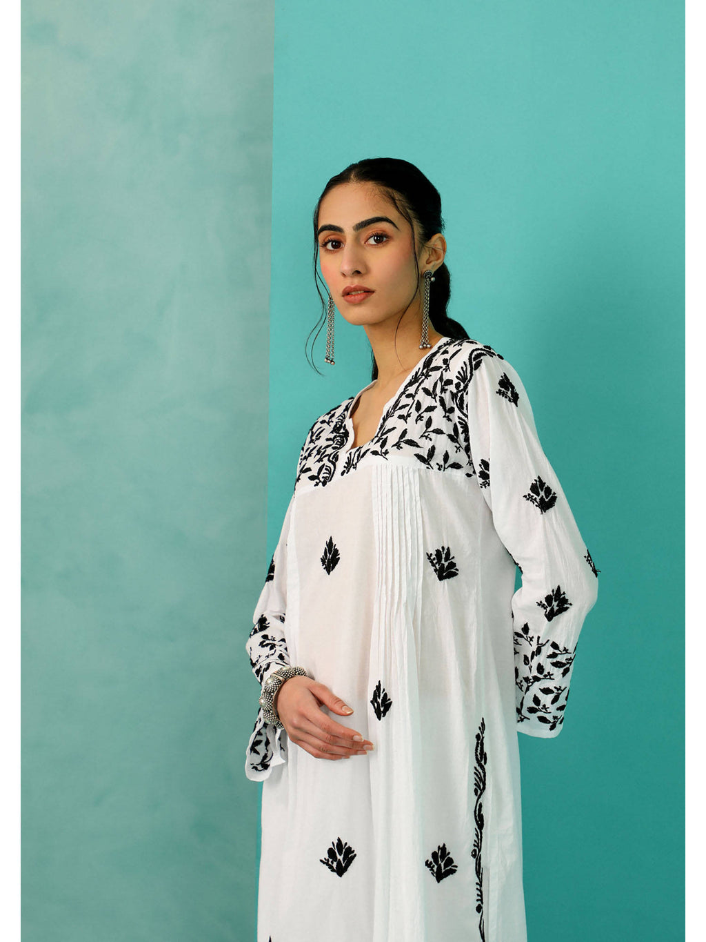 Chikankari Woven Long Kurta | KDG - view 8