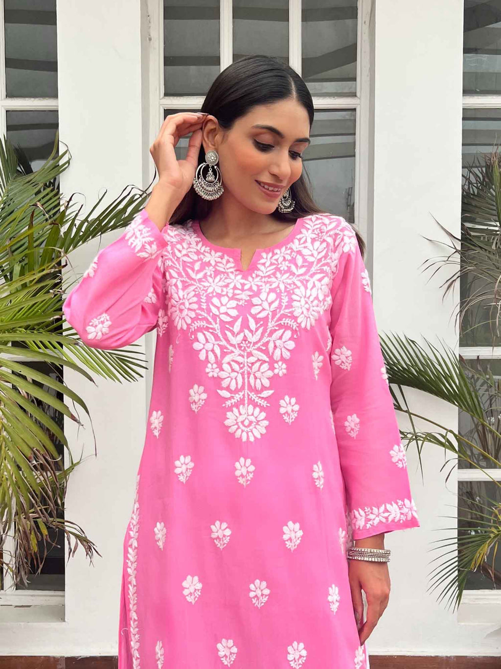 Chikankari Woven Long Kurta | U3S - view 12