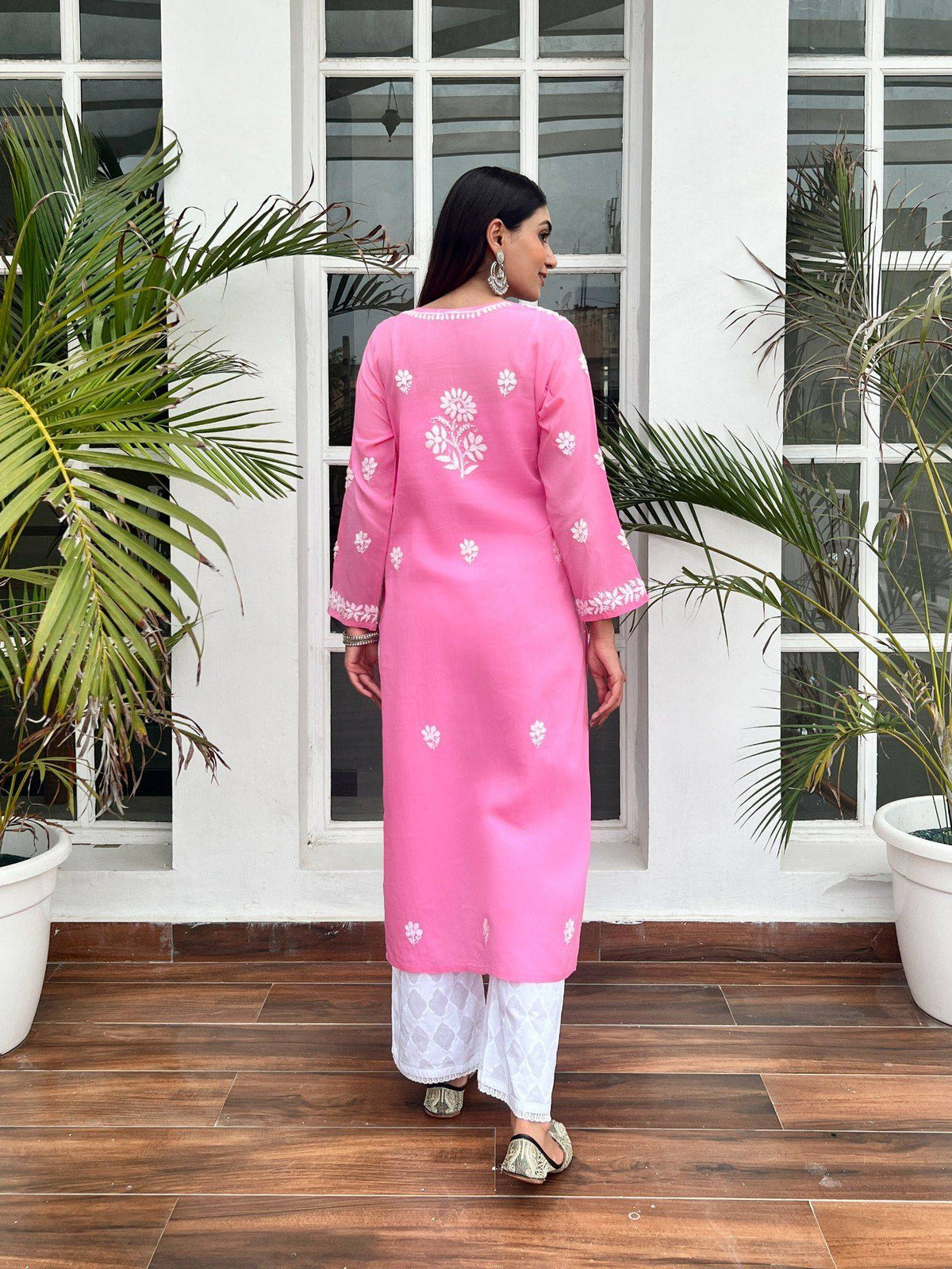 Chikankari Woven Long Kurta | U3S - view 13