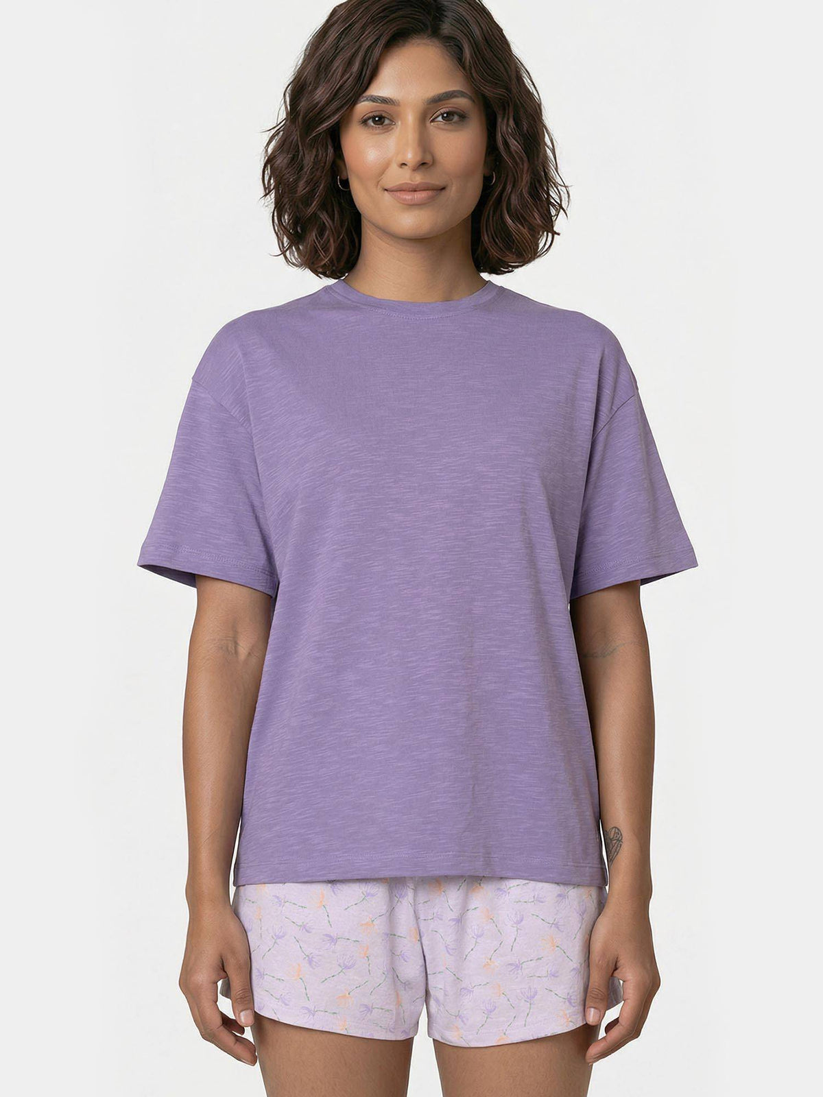 Oversized Drop Shoulder Purple T-Shirt | TT89 - view 1