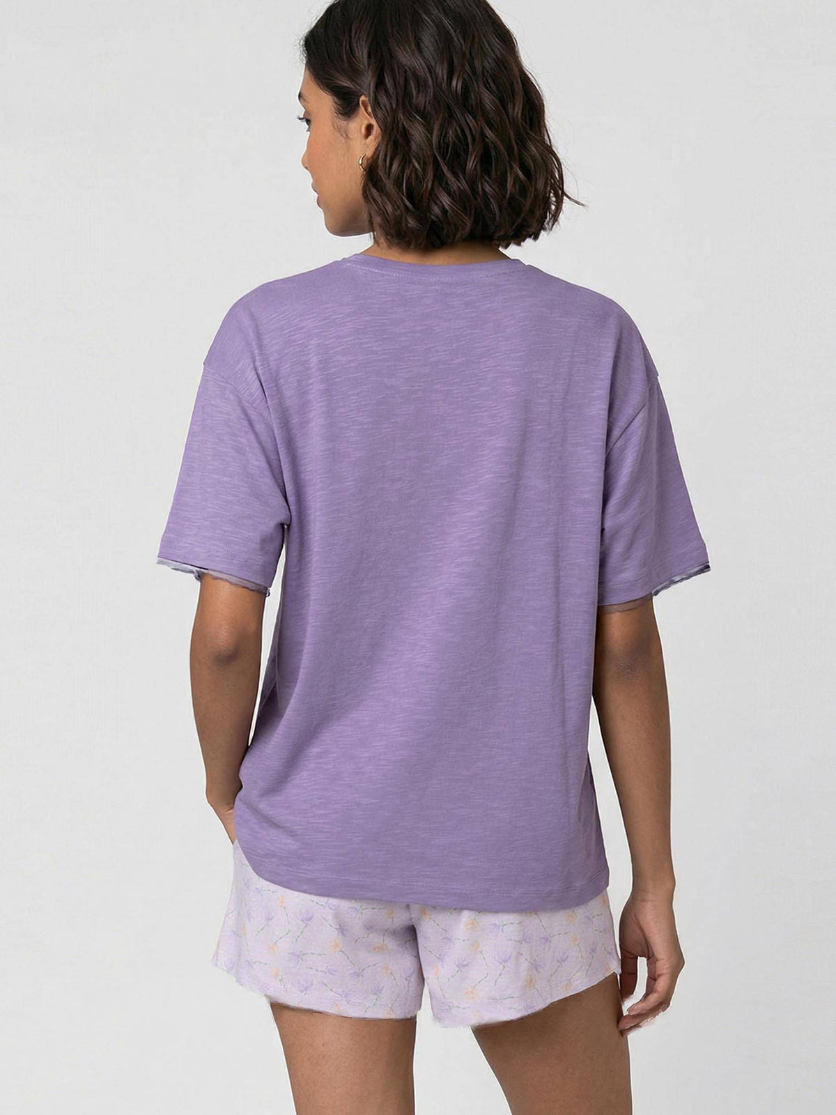 Oversized Drop Shoulder Purple T-Shirt | TT89 - view 2