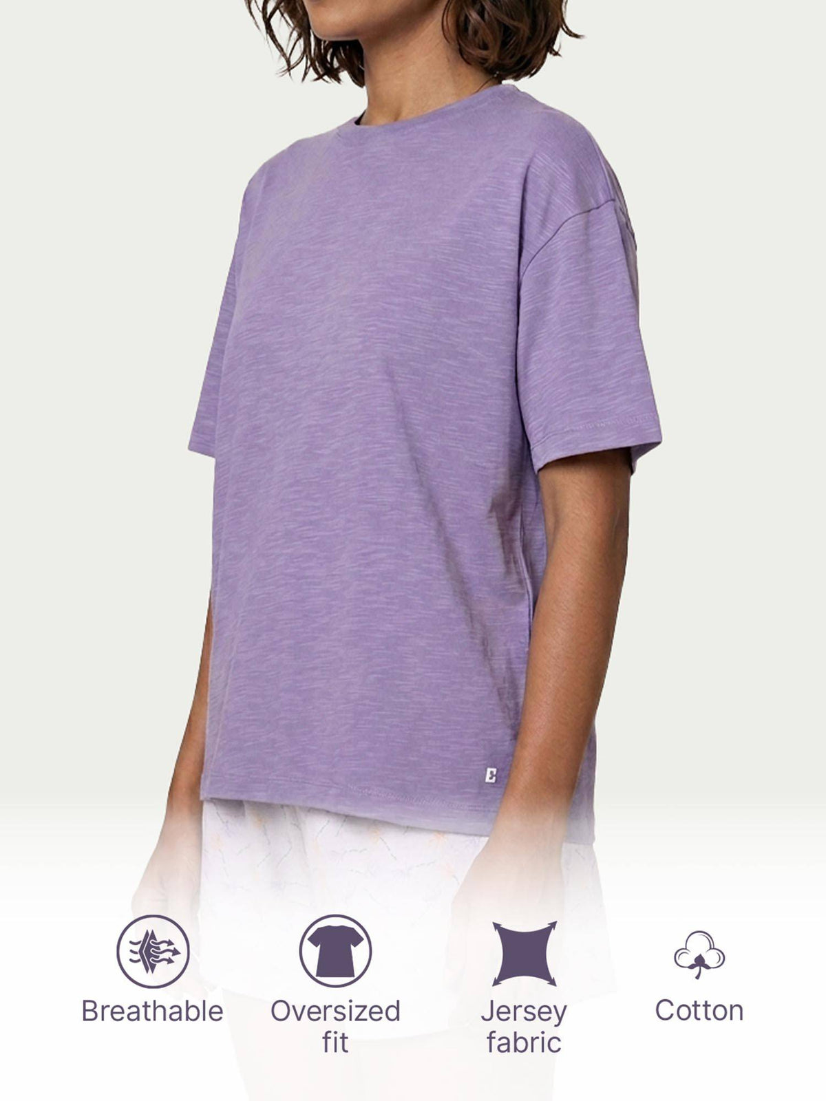 Oversized Drop Shoulder Purple T-Shirt | TT89 - view 4