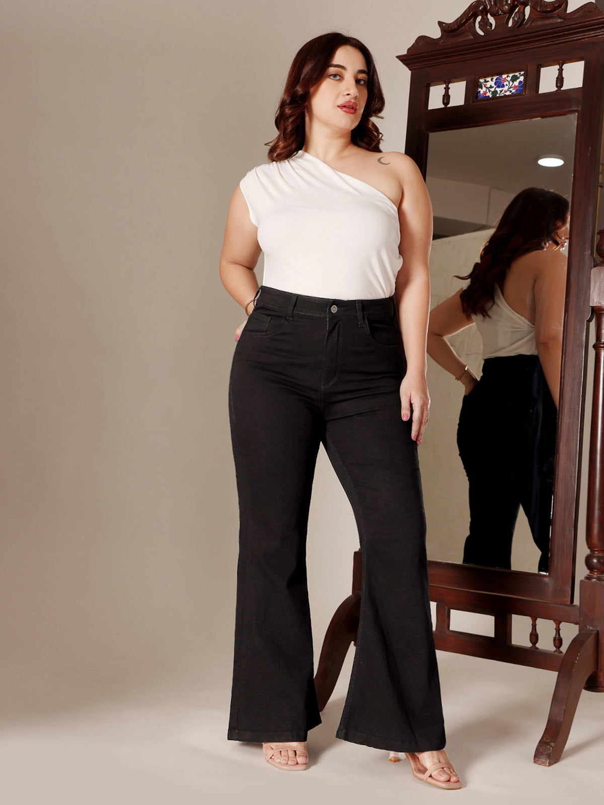 A+ Curve Collection Plus Size Black Bootcut Denim Jeans | BT10 - view 6