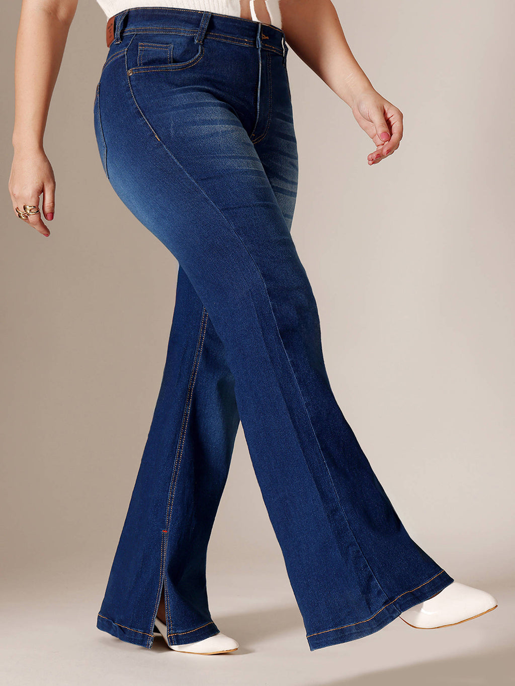 A+ Curve Collection Plus Size Blue Bootcut Jeans | BT10 - view 5