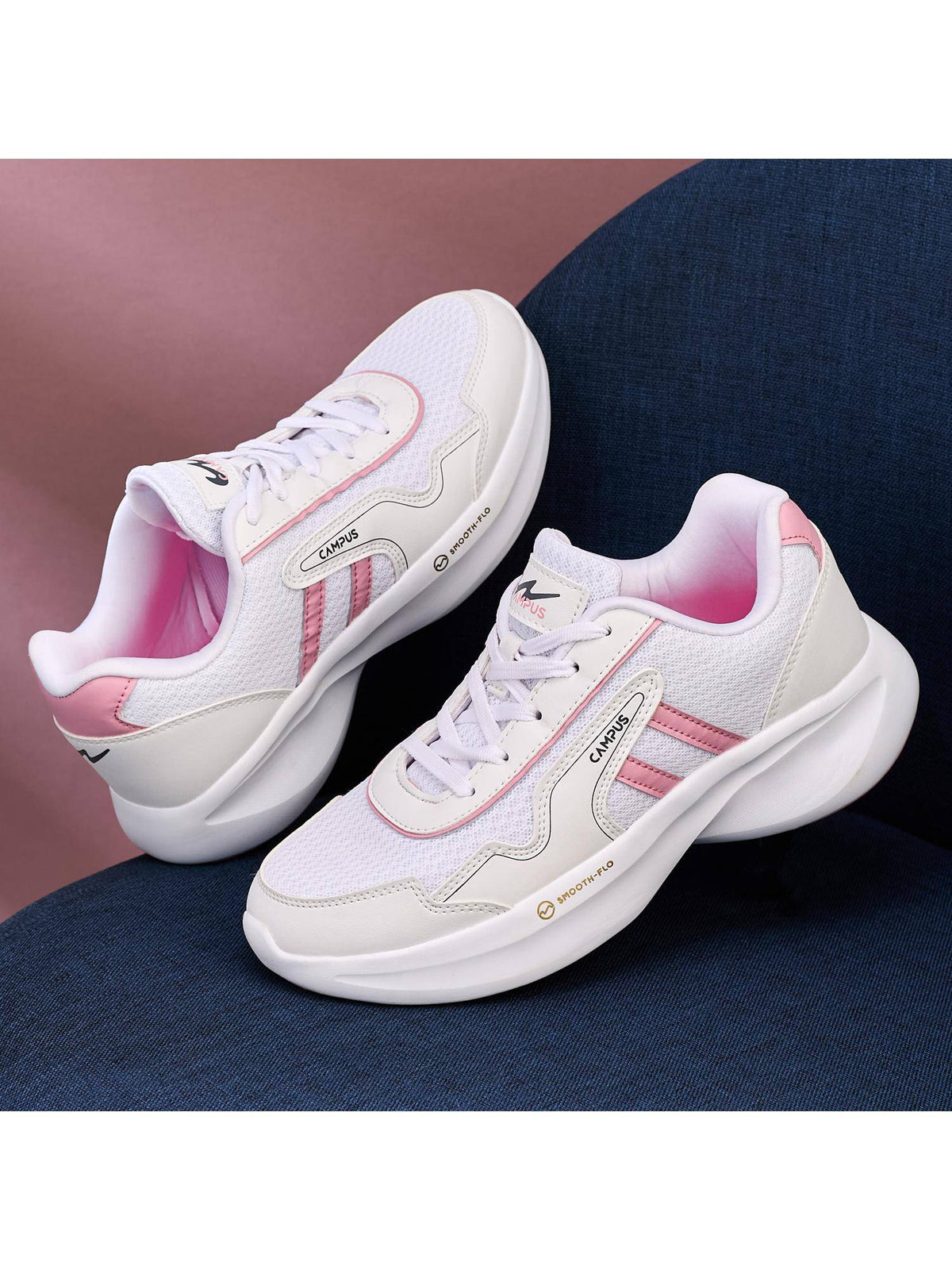 Women Hall White & Pink Sneakers | SN09 - view 2