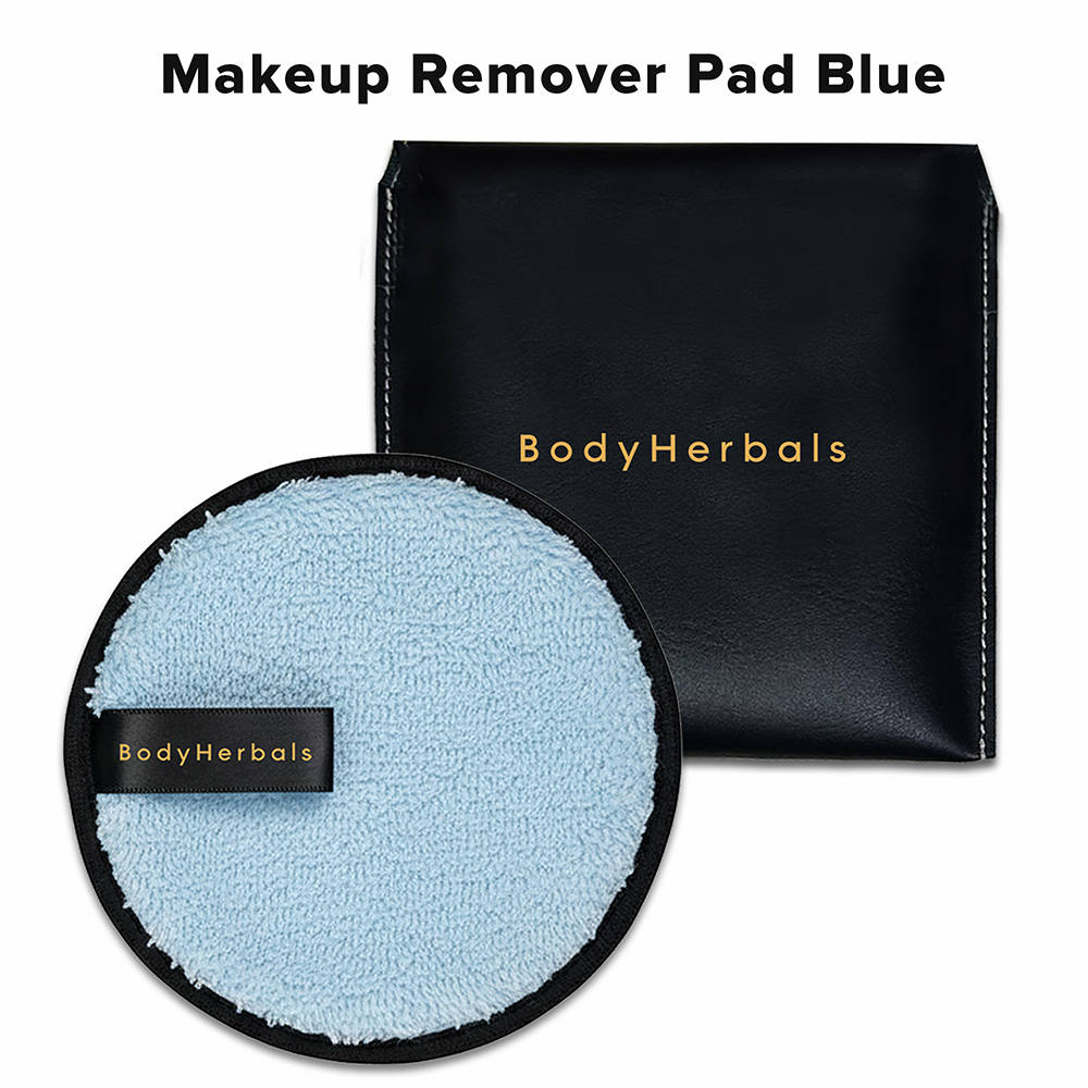 Reusable Makeup Remover Pad Microfiber Dual Sided Rounds Free Leatherite Pouch - Blue | C83 - view 1