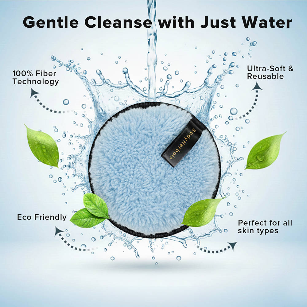 Reusable Makeup Remover Pad Microfiber Dual Sided Rounds Free Leatherite Pouch - Blue | C83 - view 5