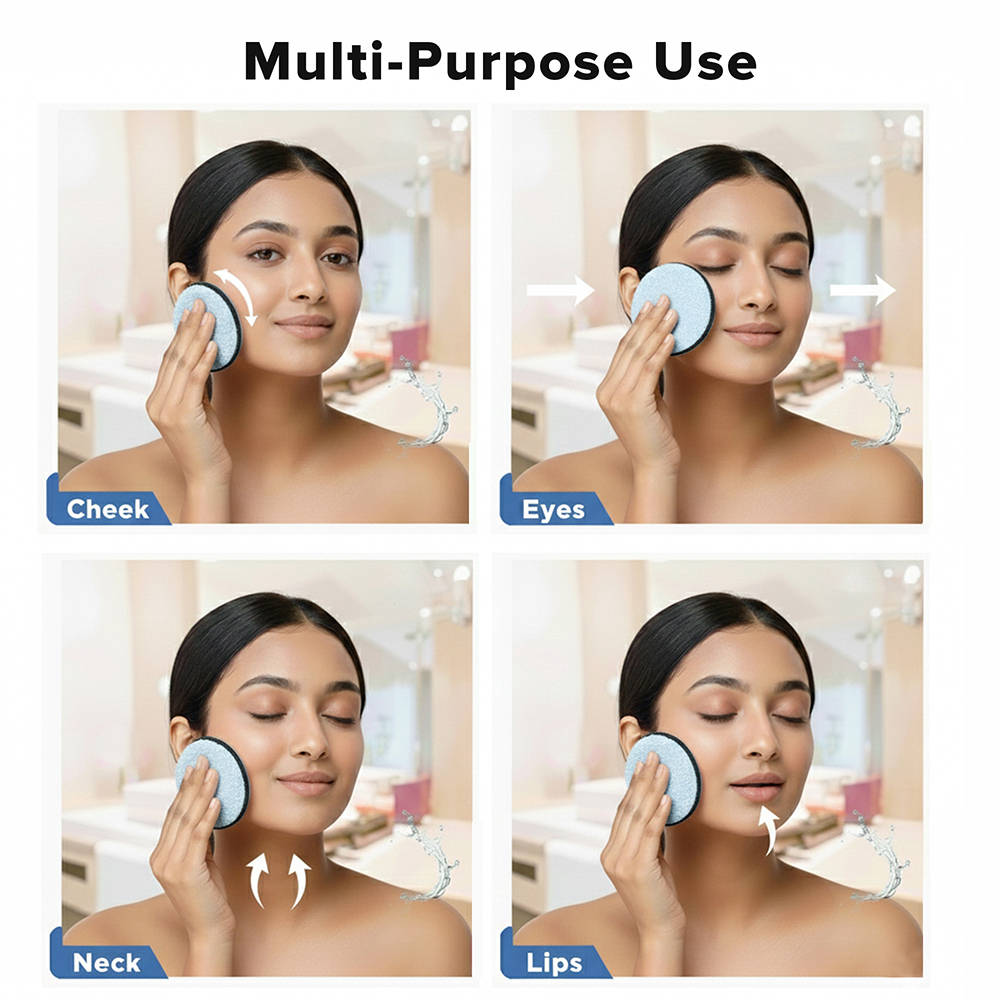 Reusable Makeup Remover Pad Microfiber Dual Sided Rounds Free Leatherite Pouch - Blue | C83 - view 7