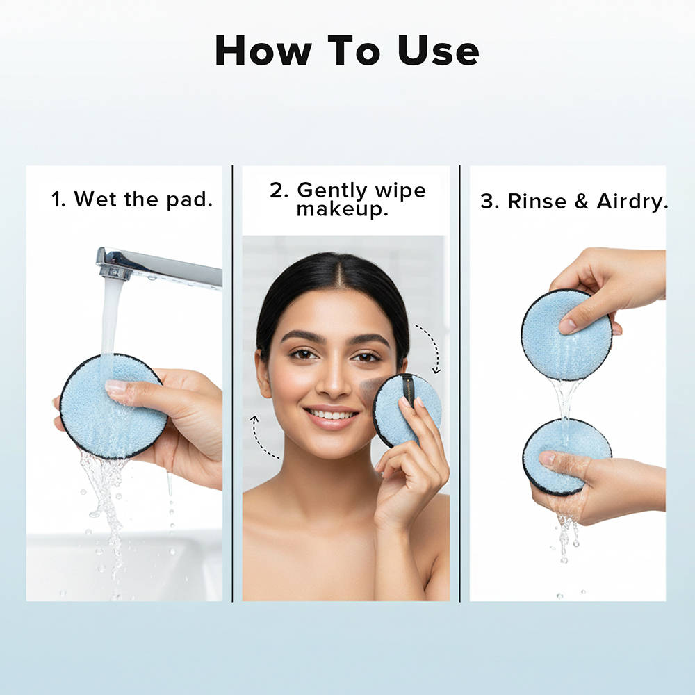 Reusable Makeup Remover Pad Microfiber Dual Sided Rounds Free Leatherite Pouch - Blue | C83 - view 8