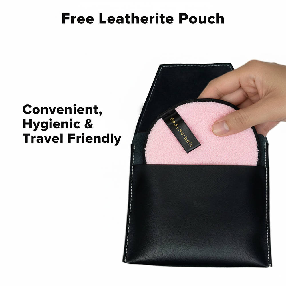 Reusable Makeup Remover Pads Microfiber Dual Sided Free Leatherite Pouch - Blue & Pink | C83 - view 2