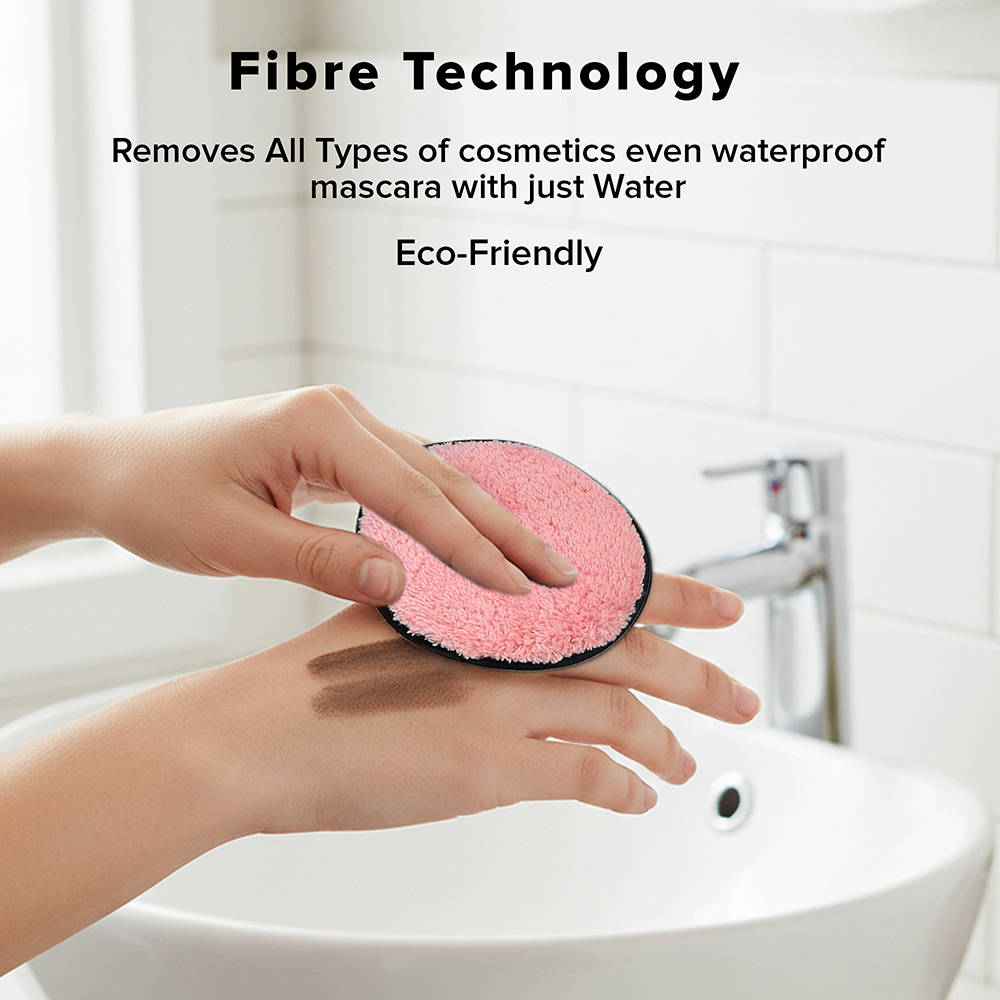 Reusable Makeup Remover Pads Microfiber Dual Sided Free Leatherite Pouch - Blue & Pink | C83 - view 5