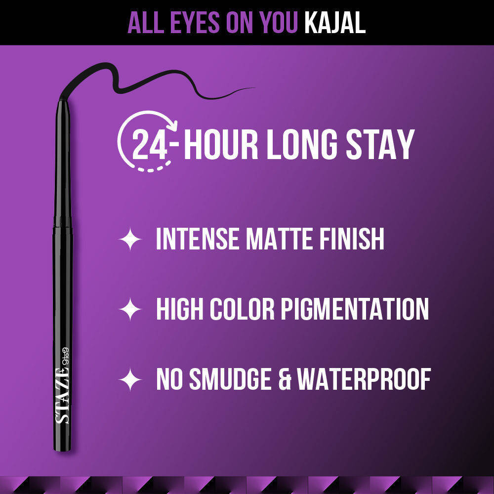 All Eyes On You Intense Black Matte Waterproof Kajal | 01 Blackest Black | E20 - view 3