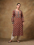 Maroon Daboo Printed Kurta | KDG - view 1