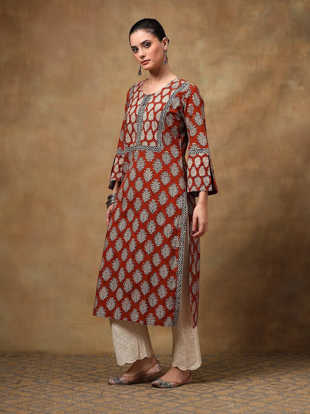 Maroon Daboo Printed Kurta | KDG - view 5