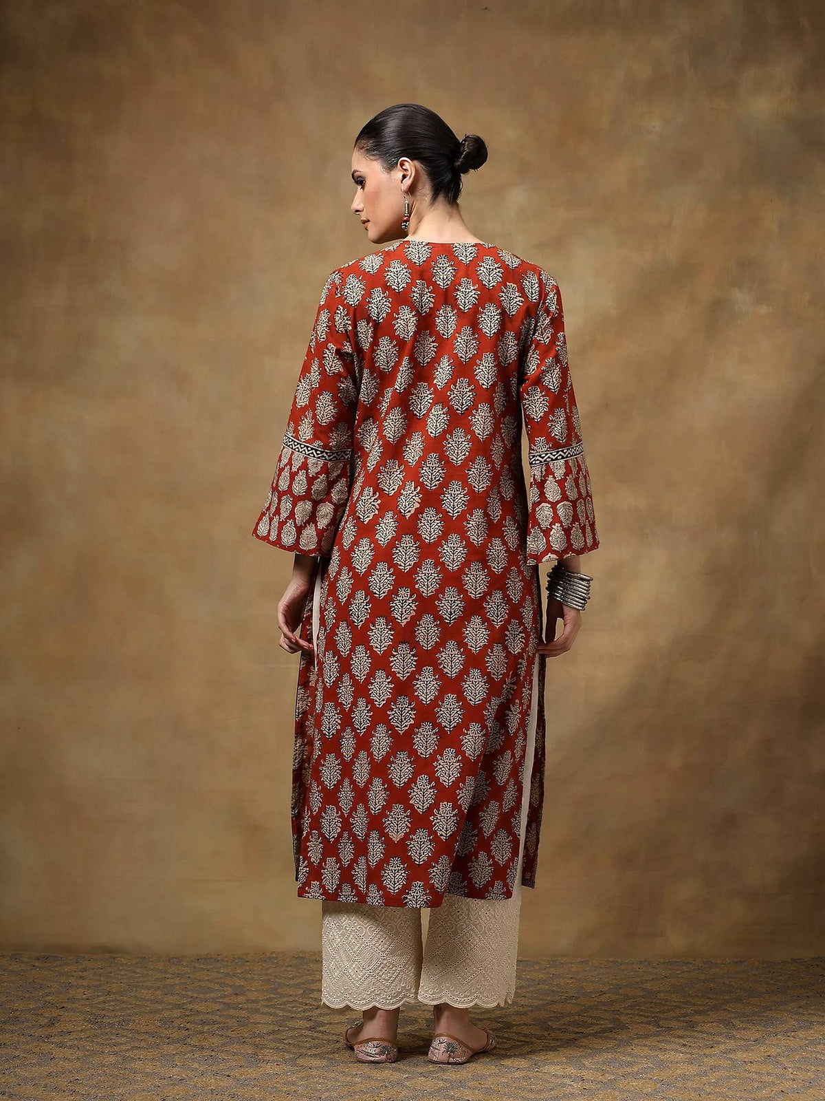 Maroon Daboo Printed Kurta | KDG - view 6