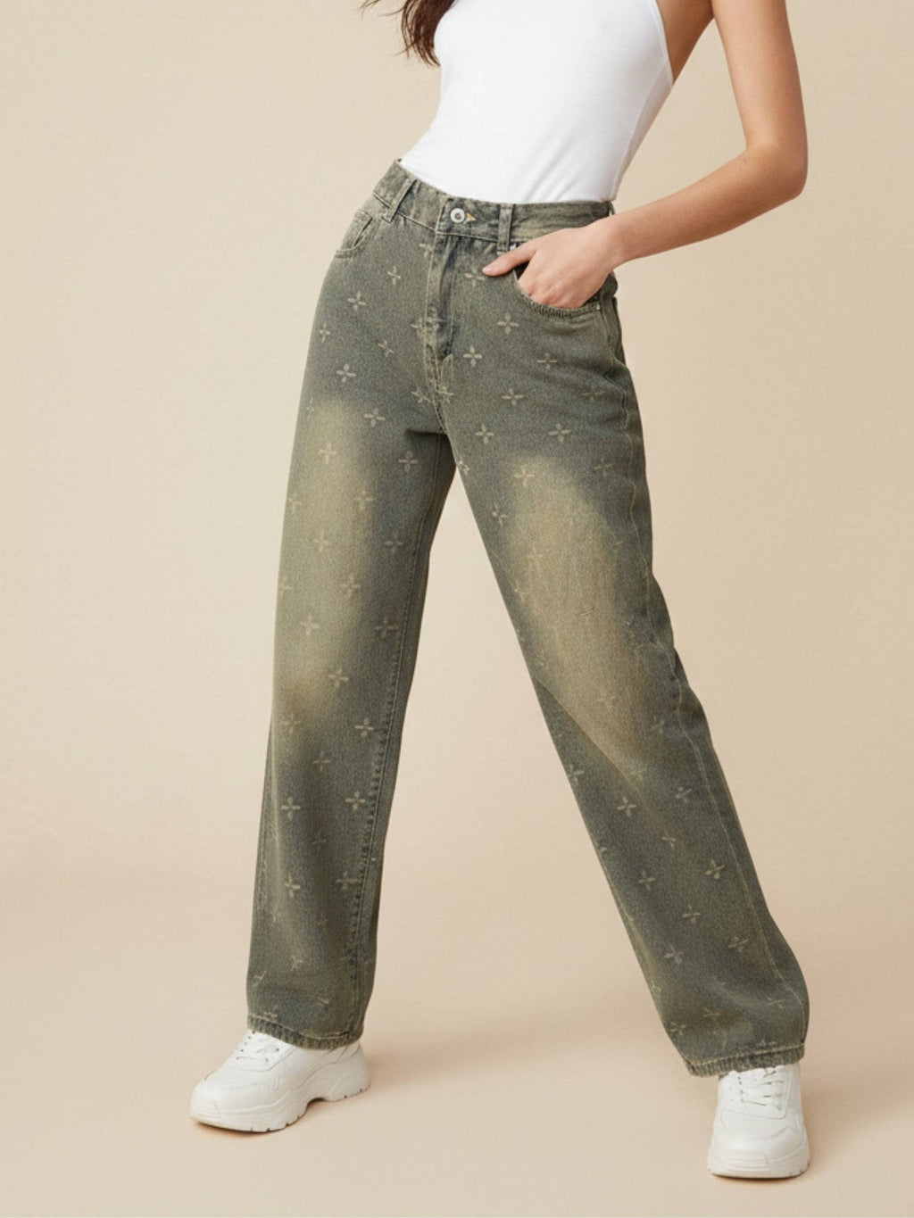 Grey Icey Washed Baggy Jeans | BG78 - view 1