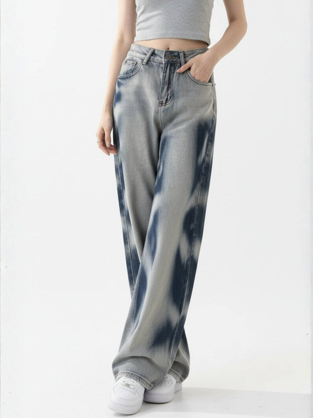 Light Blue High Waist Washed Effect Jeans | BG78 - view 2