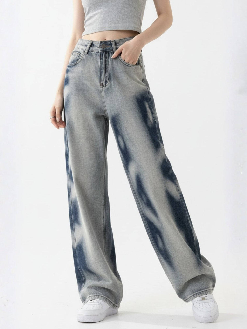 Light Blue High Waist Washed Effect Jeans | BG78 - view 4