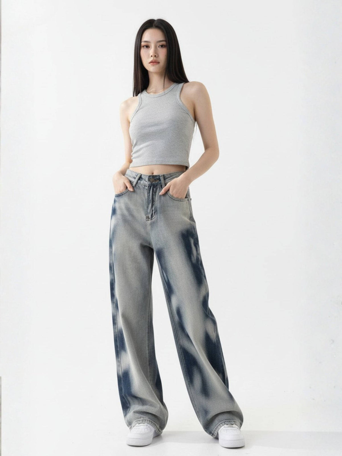 Light Blue High Waist Washed Effect Jeans | BG78 - view 5