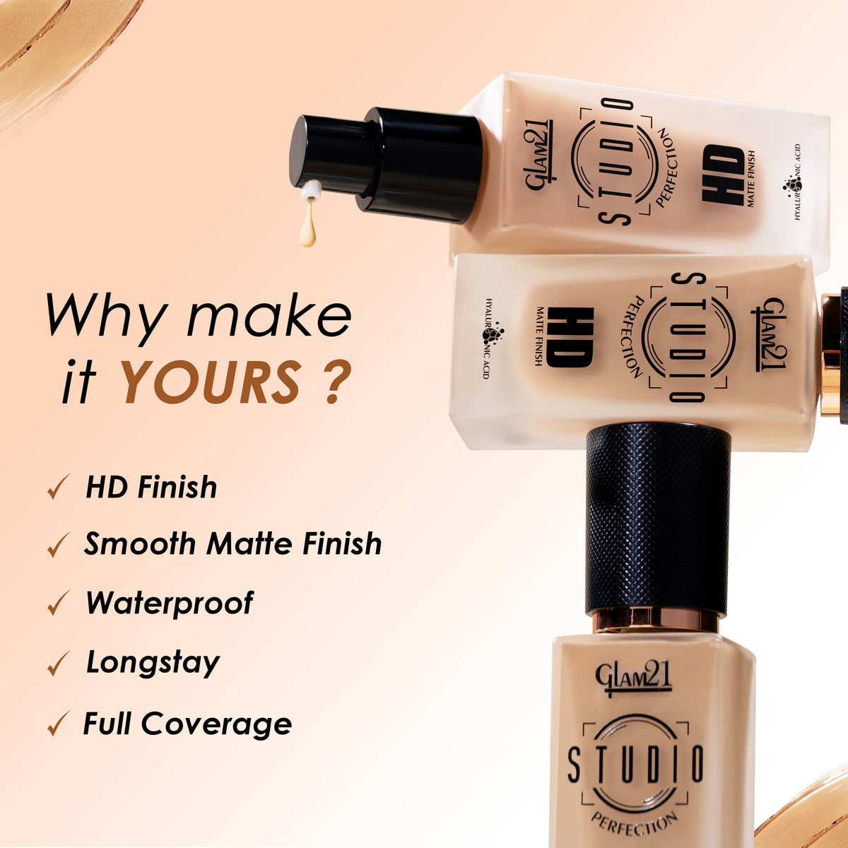 Studio Perfection HD Matte Long Stay Water Proof Foundation | F14 - view 2