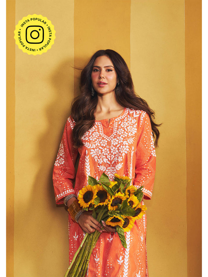 Chikankari Printed Long Kurta | U3S - view 1