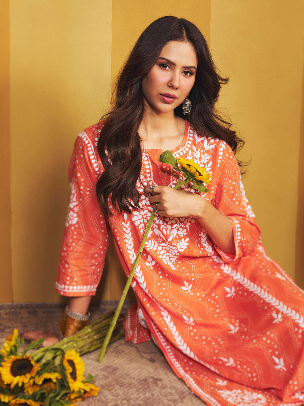 Chikankari Printed Long Kurta | U3S - view 4
