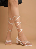 Stylish Tie-Up White Gladiator Heels | H78 - view 1