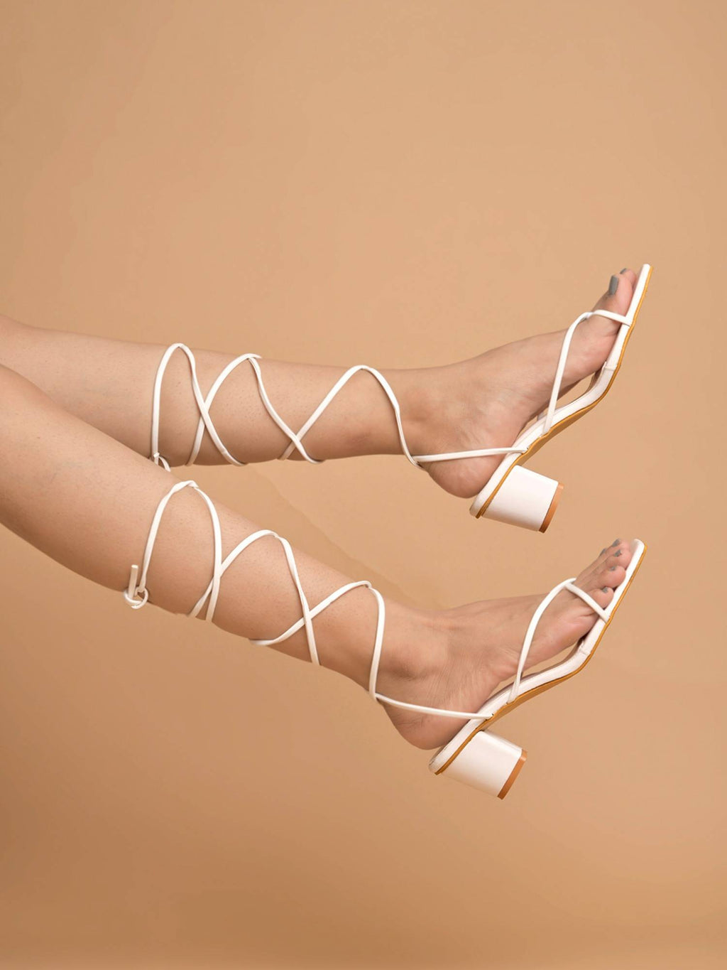 Stylish Tie-Up White Gladiator Heels | H78 - view 3