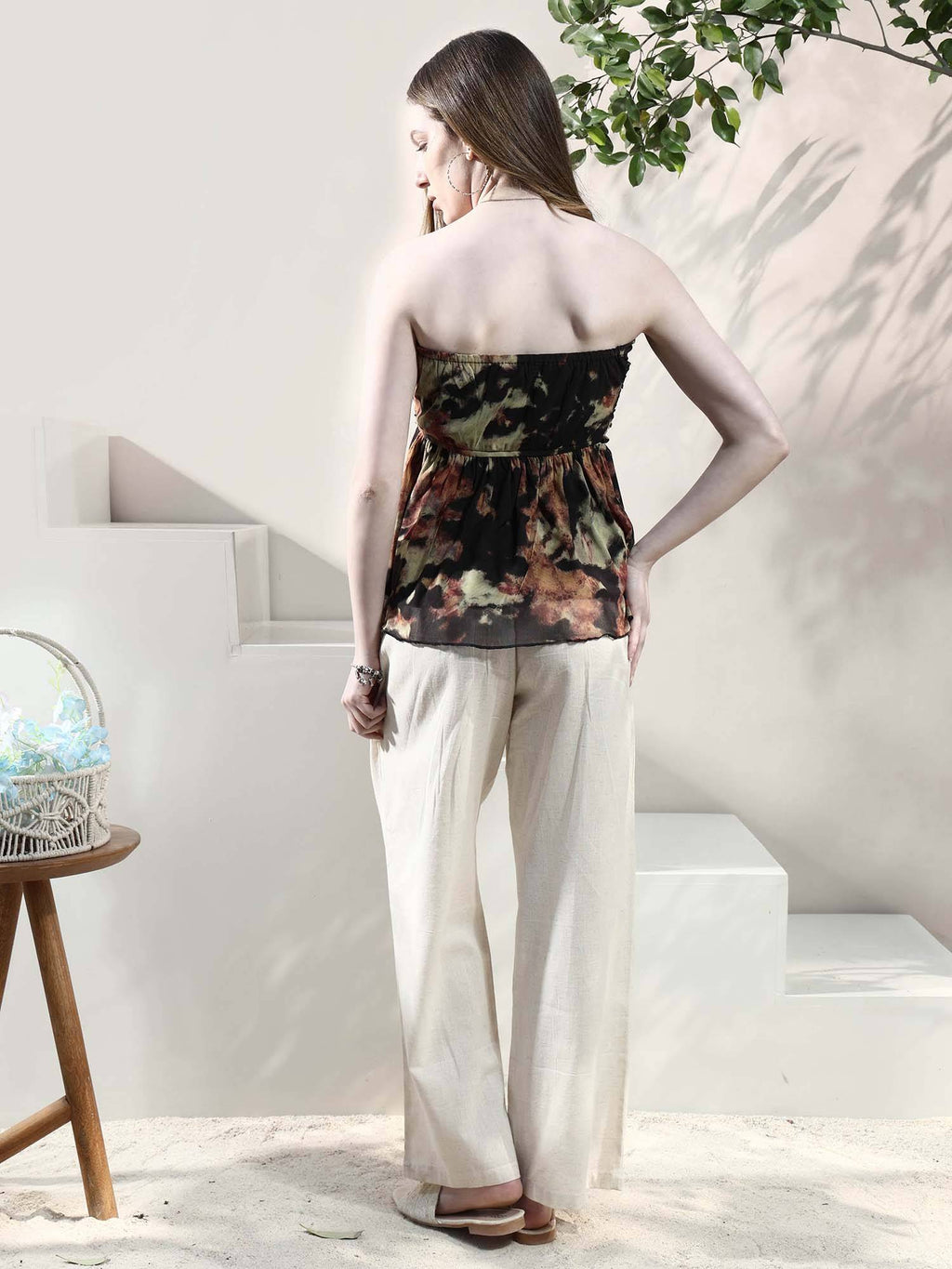 Multi-Color Strapless Polyester Printed Casual Top | TT90 - view 5