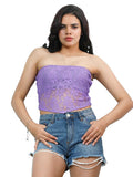 Lavender Sleeveless Strapless Polyester Self Design Casual Top | TT90 - view 1