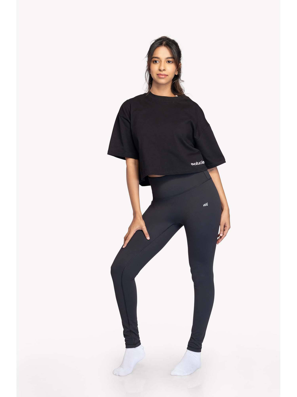Women White Athletic Crop T-Shirt | TT89 - view 7