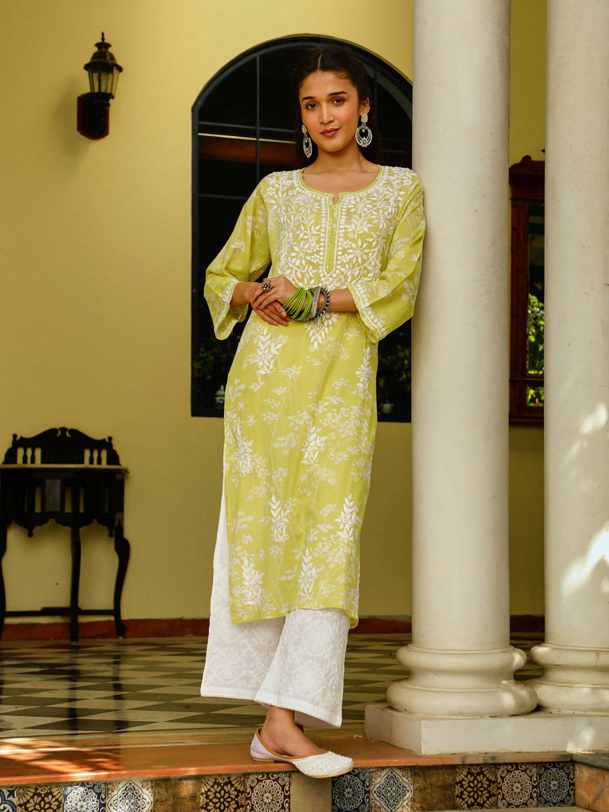 Chikankari Woven Printed Long Kurta | KDG - view 28