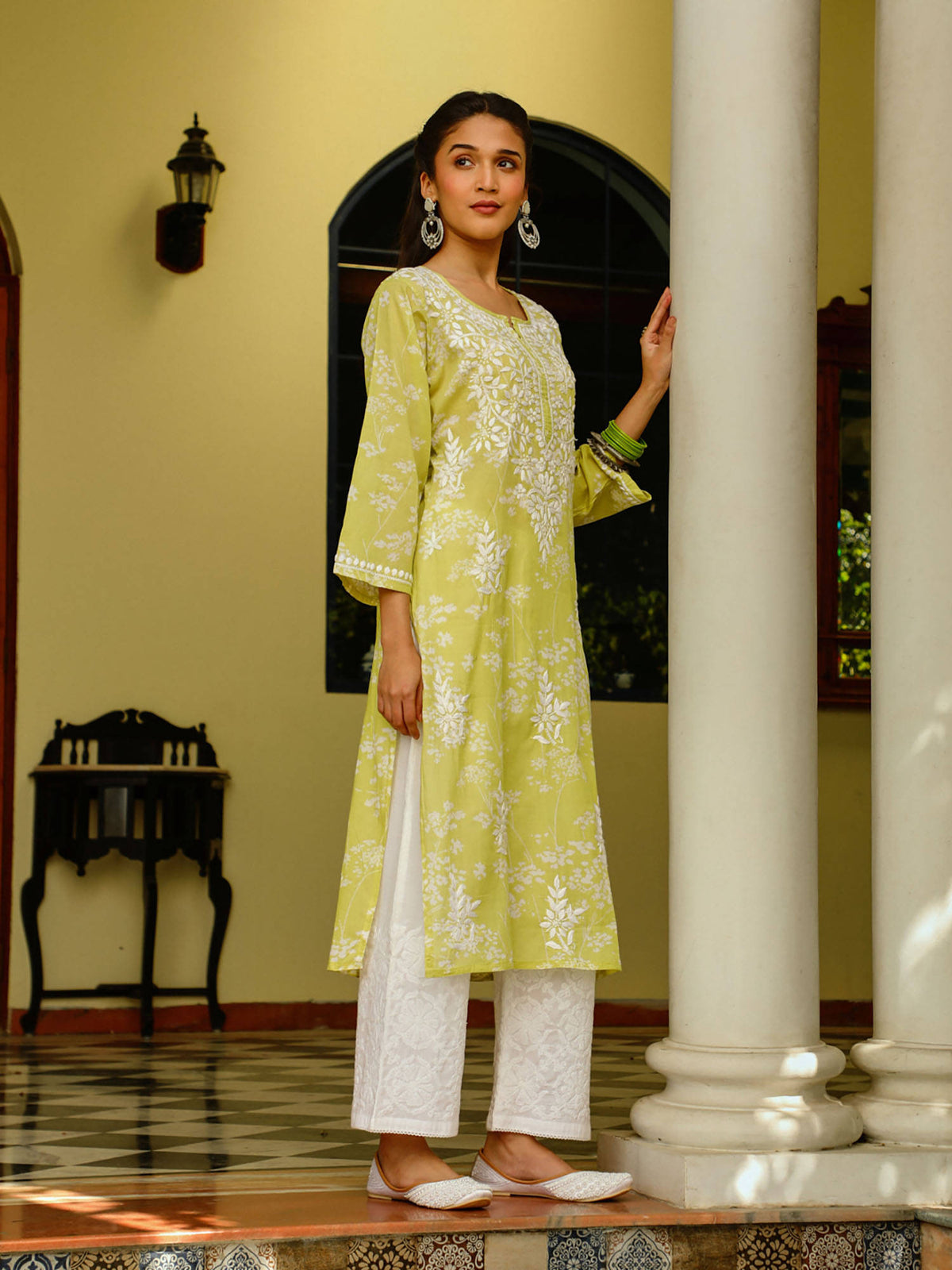 Chikankari Woven Printed Long Kurta | KDG - view 29
