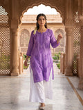 Women Green Chanderi Silk Chikankari Kurta | FY93 - view 6
