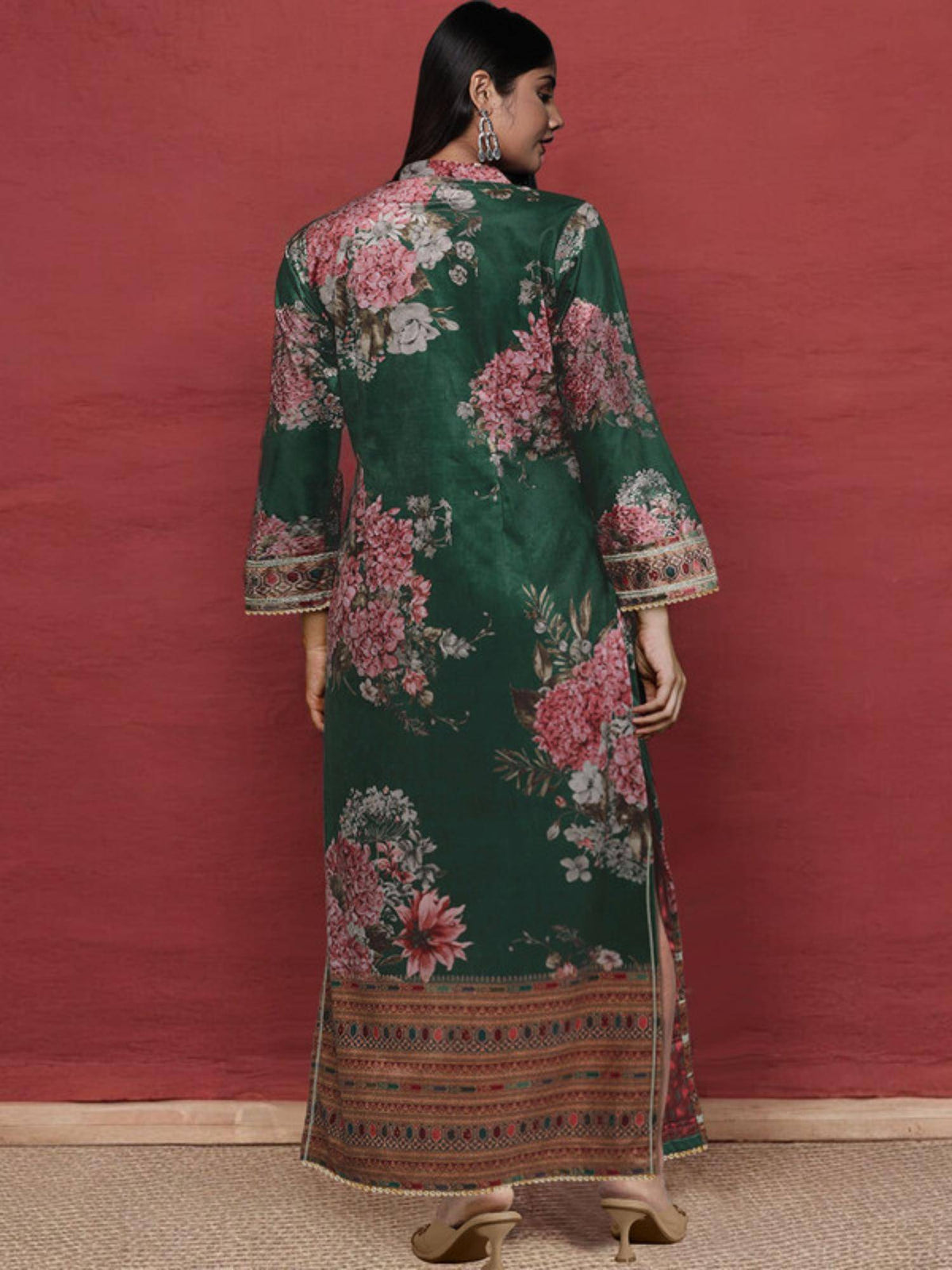 Womens Elegant Ethnic Wear Floral Printed Long Kurta | KDG - view 3