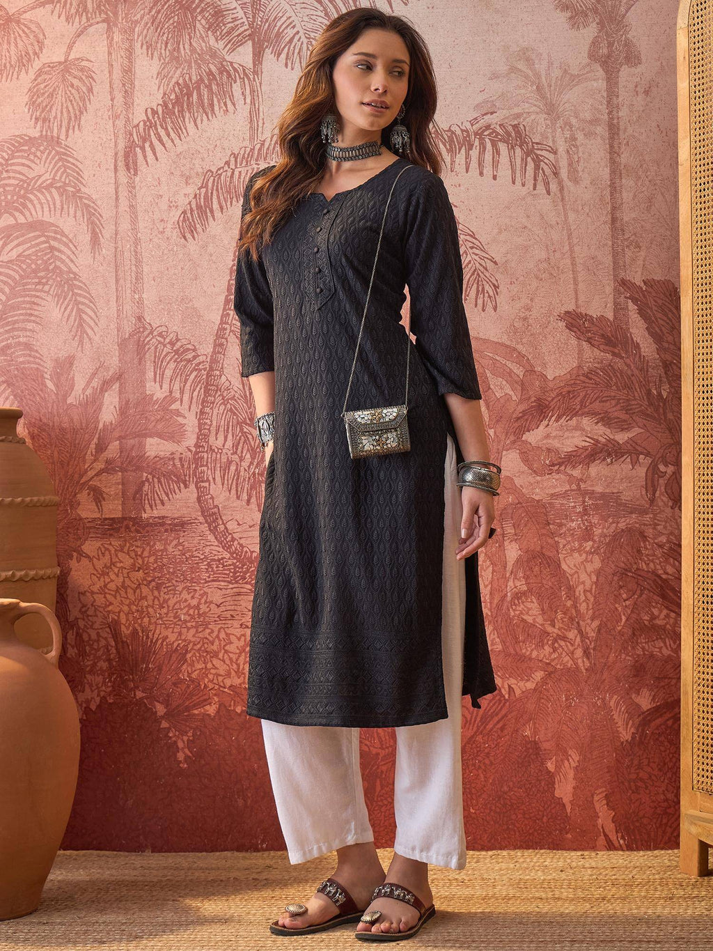 Maroon Lakhnavi Embroidered Kurtas | KDG - view 22