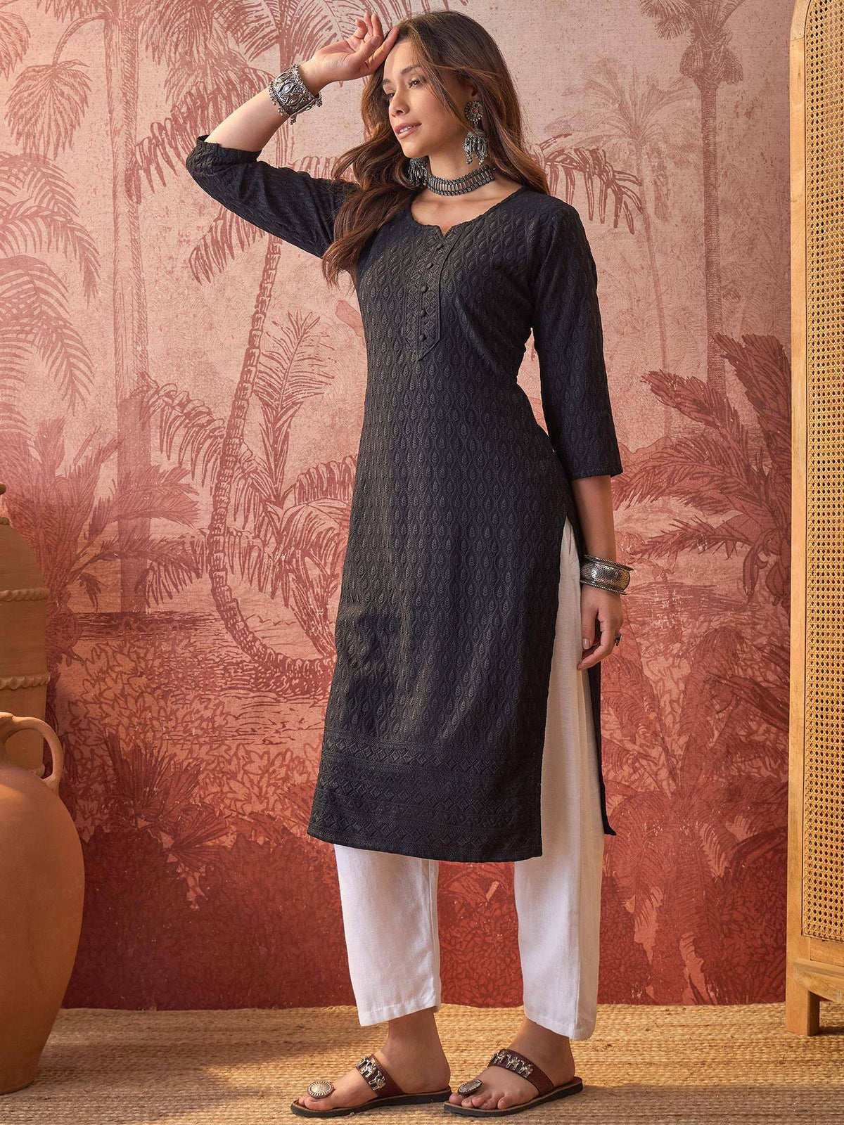 Maroon Lakhnavi Embroidered Kurtas | KDG - view 26