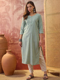 Teal Lakhnavi Embroidered Kurtas | KDG - view 33