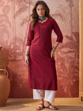 Maroon Lakhnavi Embroidered Kurtas | FY93 - view 1