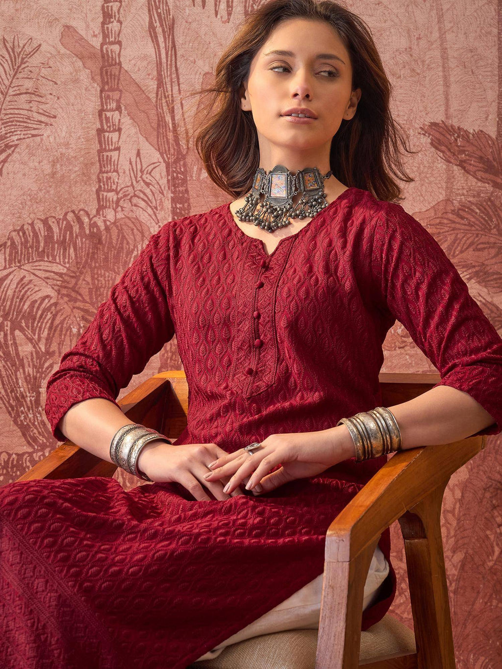 Teal Lakhnavi Embroidered Kurtas | FY93 - view 24