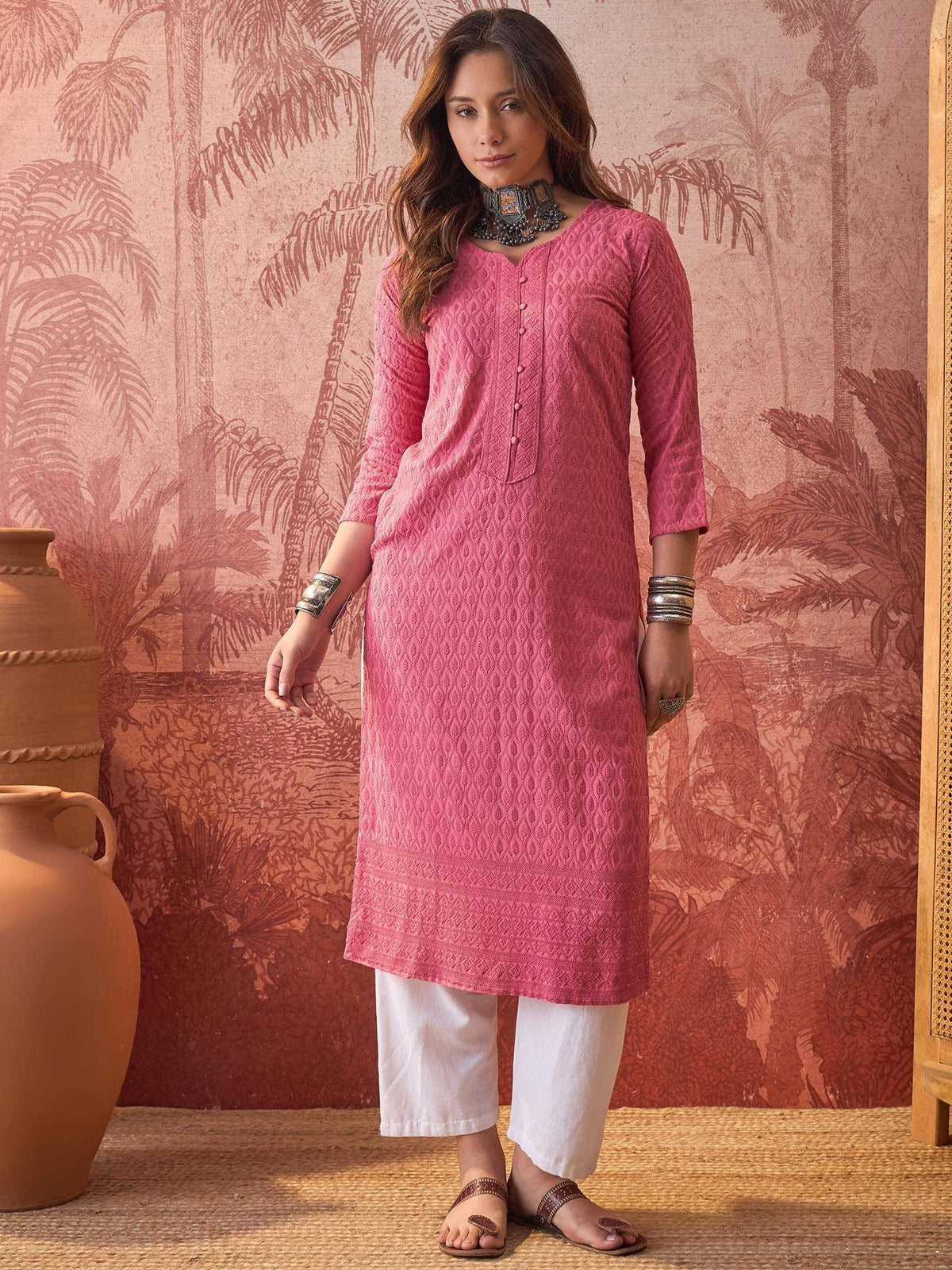 Teal Lakhnavi Embroidered Kurtas | FY93 - view 27