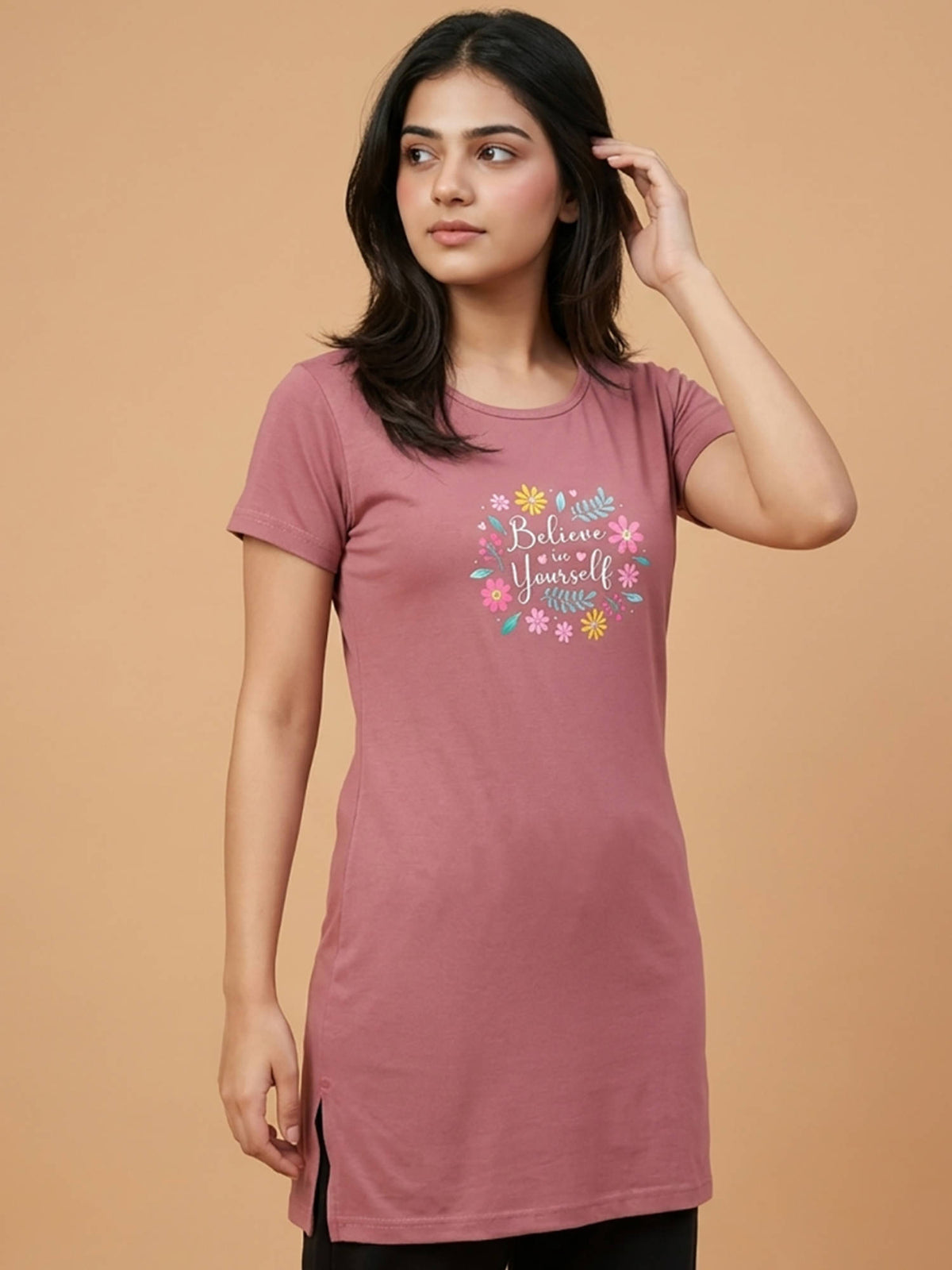 Women Multi-Color Floral Cotton Blend T-Shirt (Pack of 2) | TS56 - view 2