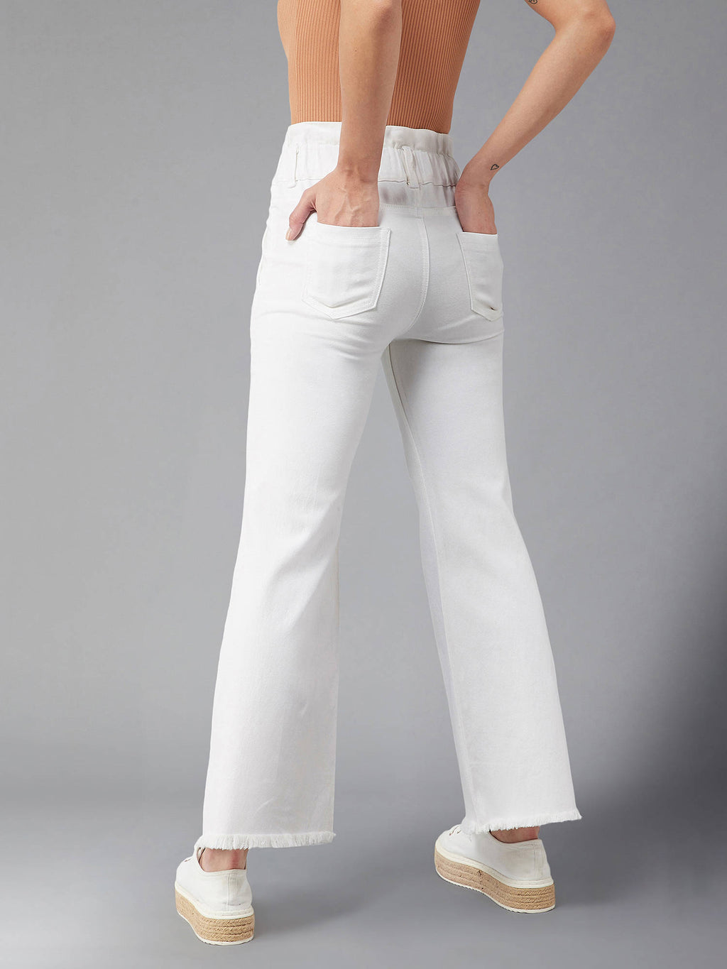 Women's Navy Blue Solid Boot Cut High Waist Jeans | BT10 - view 10