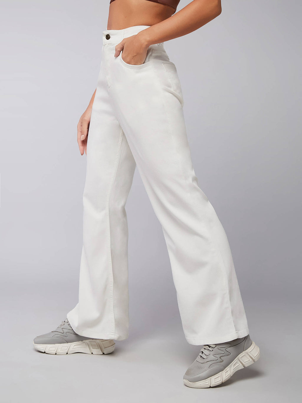 White Bootcut High Rise Stretchable Denim Jeans | BT10 - view 1